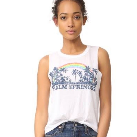 Chaser Tops - Chaser Palm Springs white graphic tank top medium